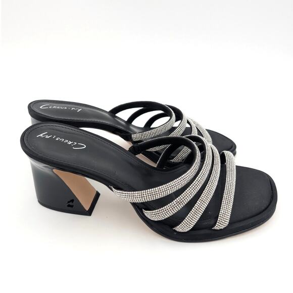 Circus NY Heddie Rhinestone Strap Heeled Sandals Women's Black Size US9M EU40 - Picture 4 of 10